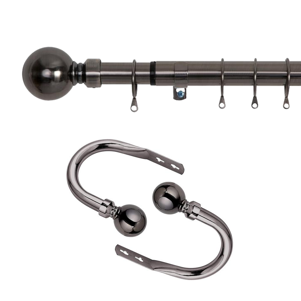 Nickel Black Curtain Pole Extendable