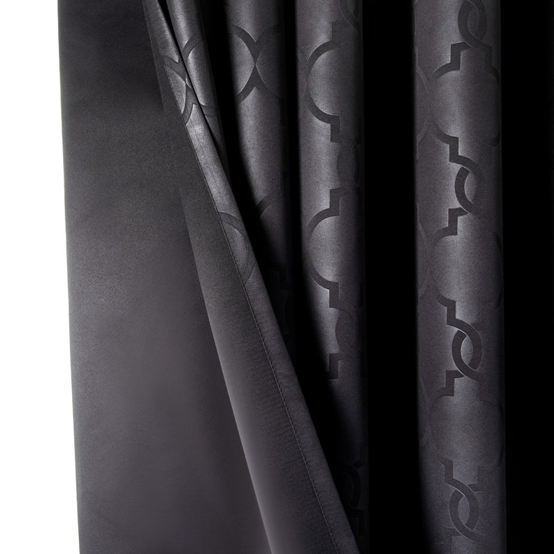 Black Eyelet Curtains Embossed Style Black Window Drape