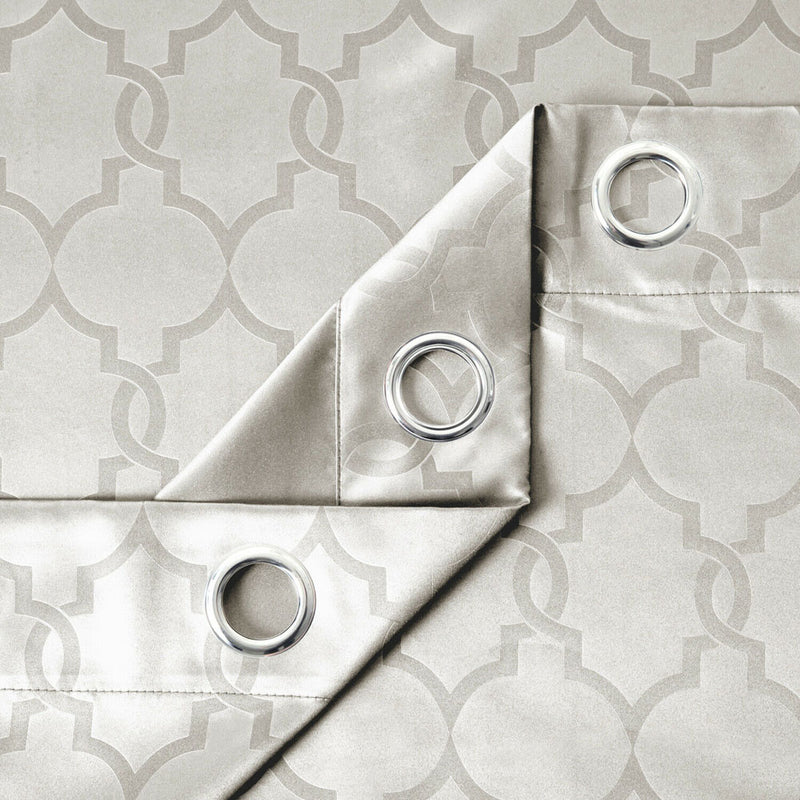 Silver Eyelet Curtains Window Embossed