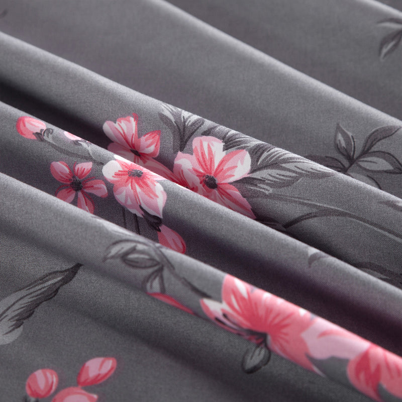 Grey Floral Bouquet Print Bedding Duvet Cover Set