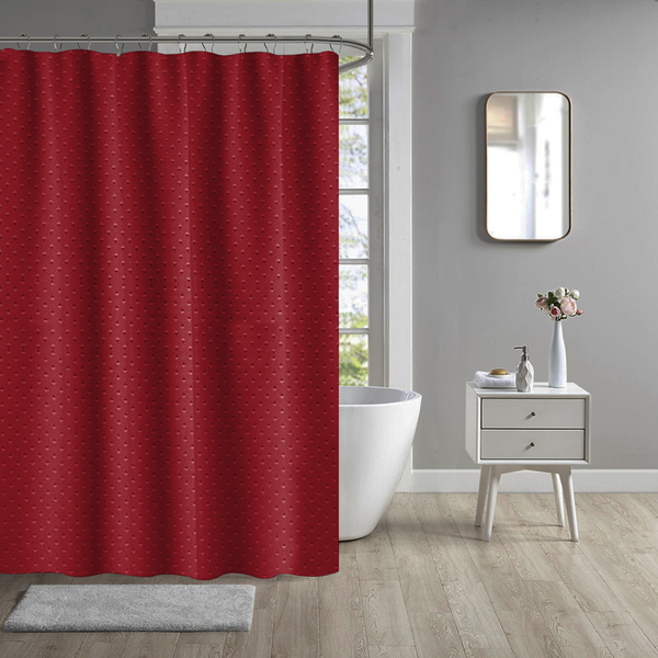 Long Shower Curtain Eyelet Rings Waterproof Burgundy