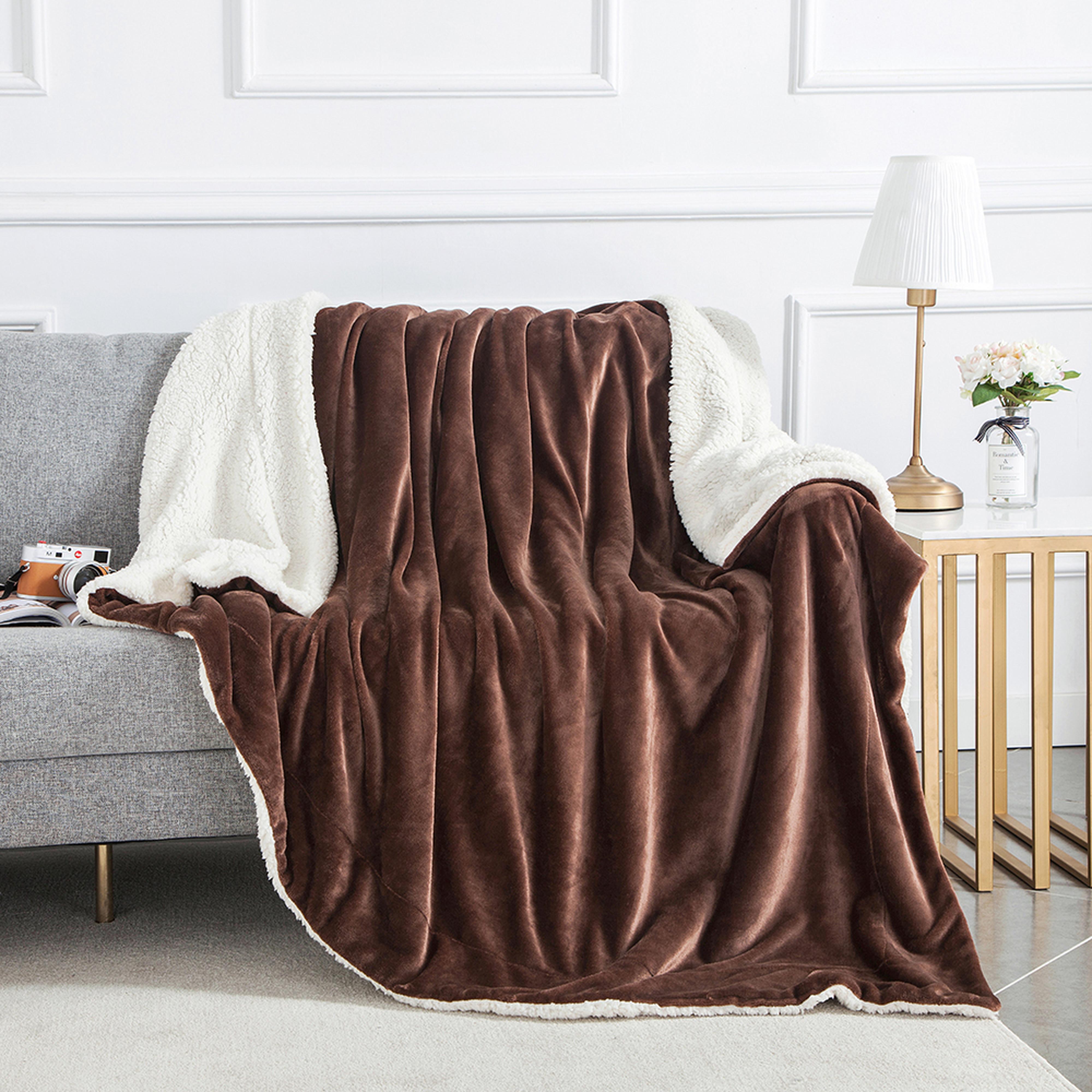 Wool Blanket Coffee Sherpa Throws