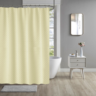Cream Shower Curtain Waterproof Readymade Eyelet Diamond