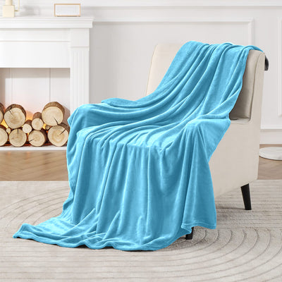 Light Blue Fleece Blanket Throw