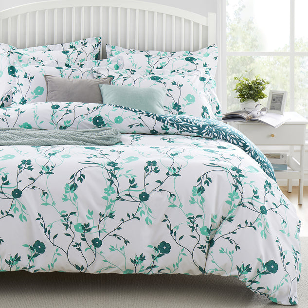Green Floral Duvet Covers  Floral Print Bedding Set - Imperial Rooms