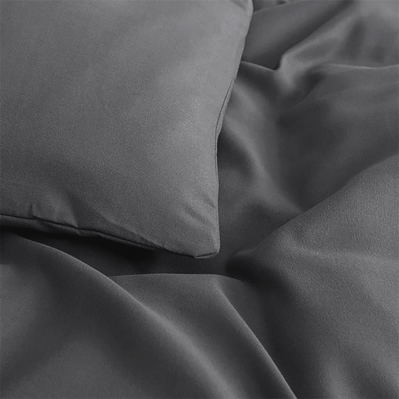 Grey Duvet Cover Bedding Set Plain Dyed