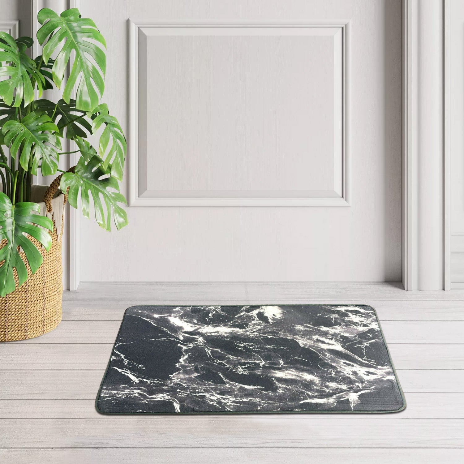 Memory Foam Bath Mat Anti Slip Water Absorbent Door Mat Marble Grey