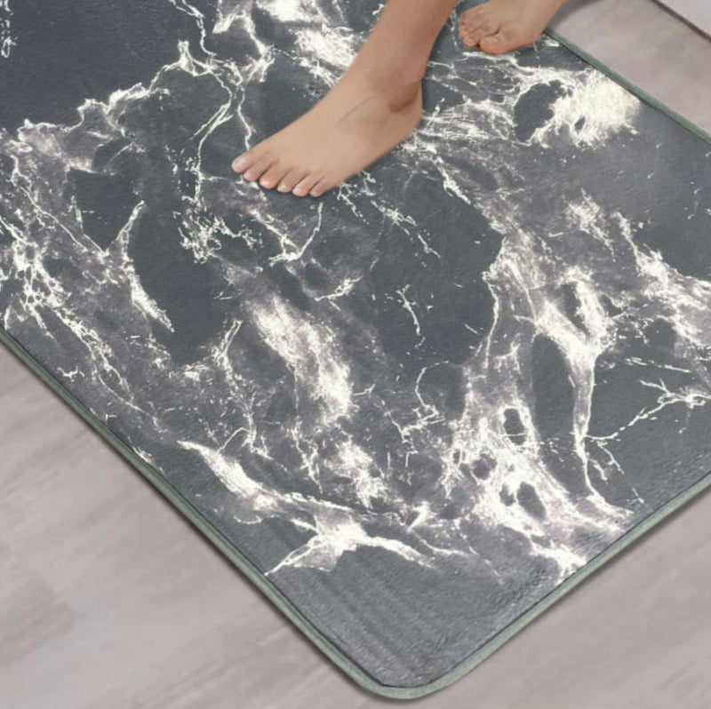 Memory Foam Bath Mat Anti Slip Water Absorbent Door Mat Marble Grey