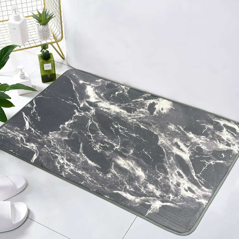 Memory Foam Bath Mat Anti Slip Water Absorbent Door Mat Marble Grey