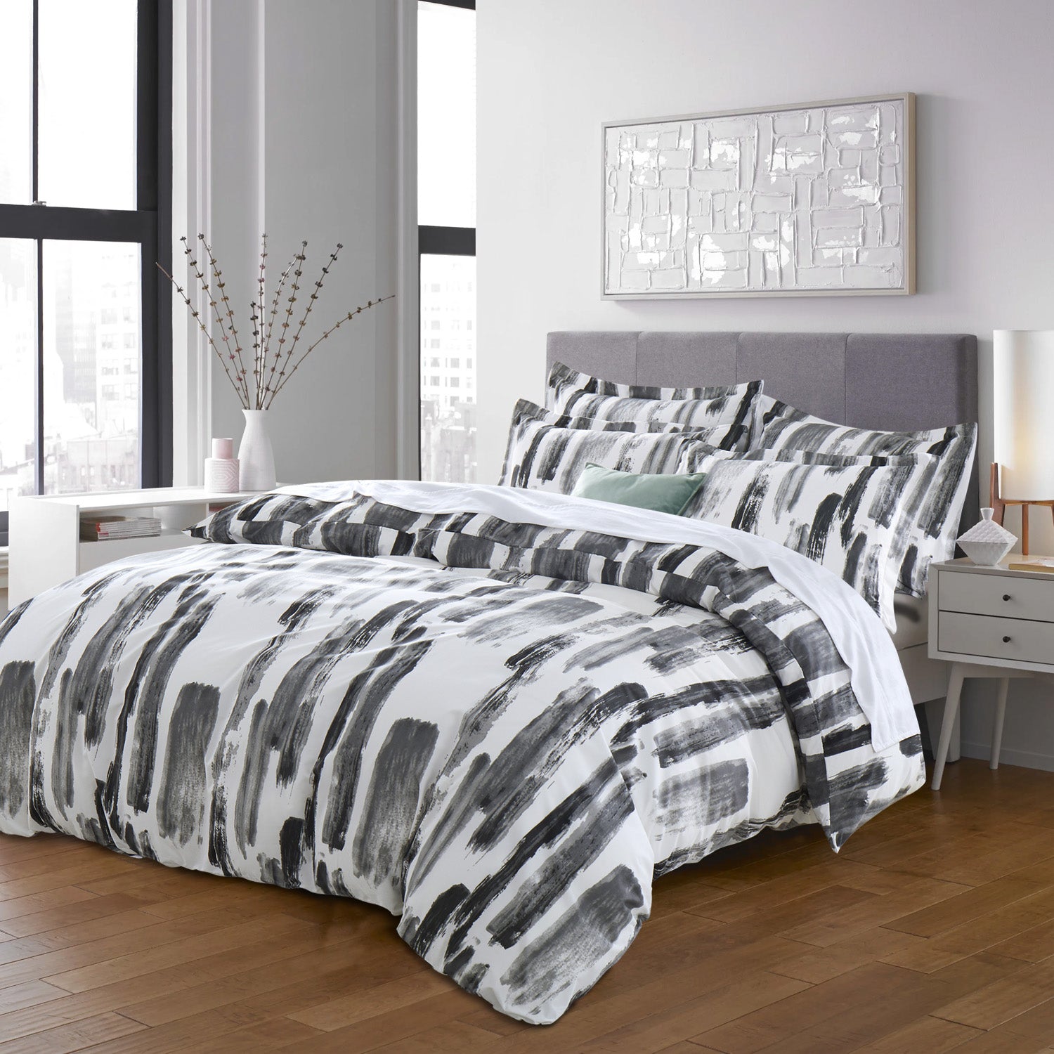 Abstract Bedding Grey Art Print Duvet Cover Set