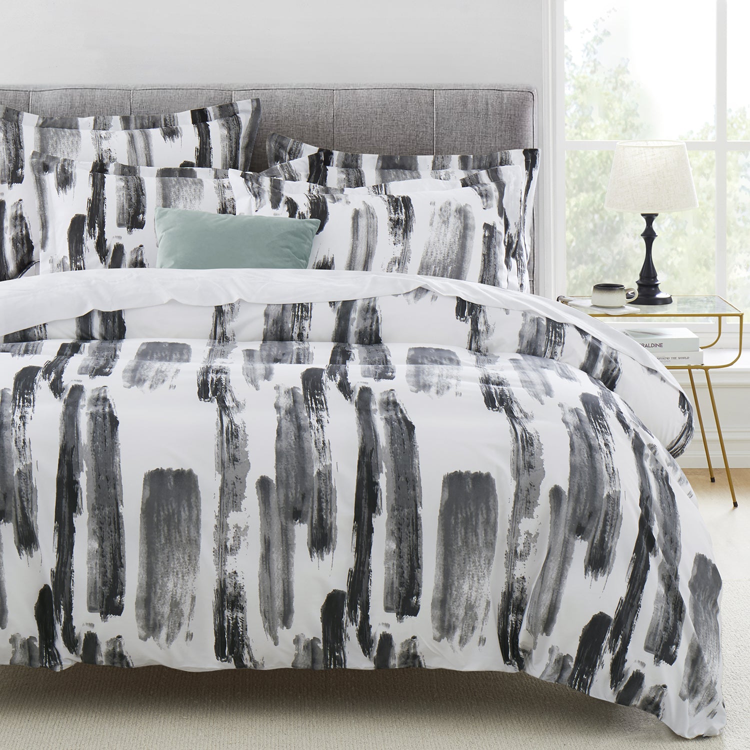 Abstract Bedding Grey Art Print Duvet Cover Set