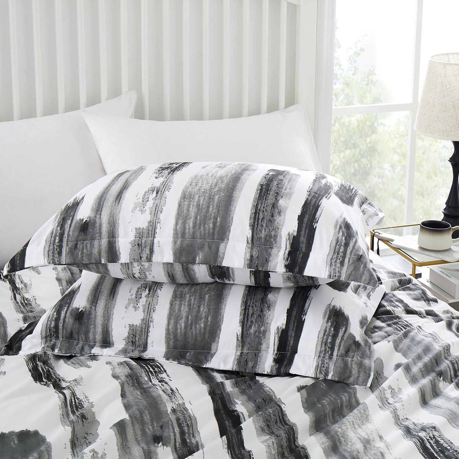 Abstract Bedding Grey Art Print Duvet Cover Set