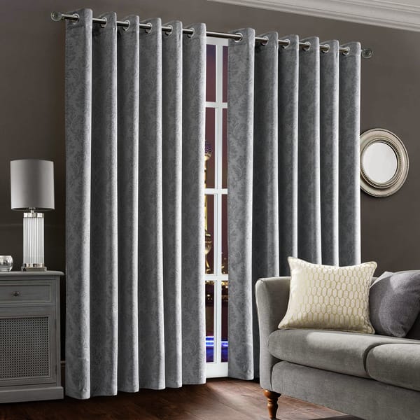 embossed blackout curtain in silver