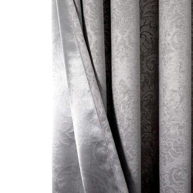 embossed blackout eyelet curtain in silver