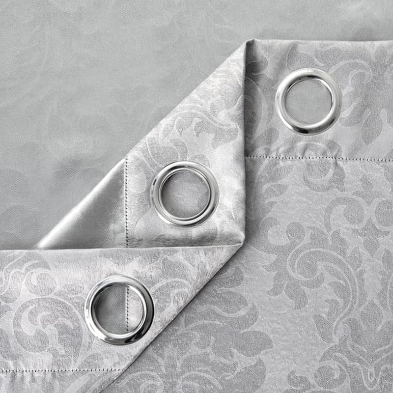 ring embossed blackout curtain in silver