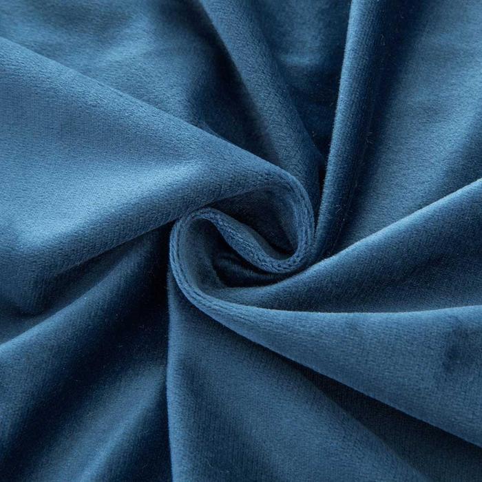Crushed Velvet Blue Duvet Cover and Eyelet Curtains Matching Set