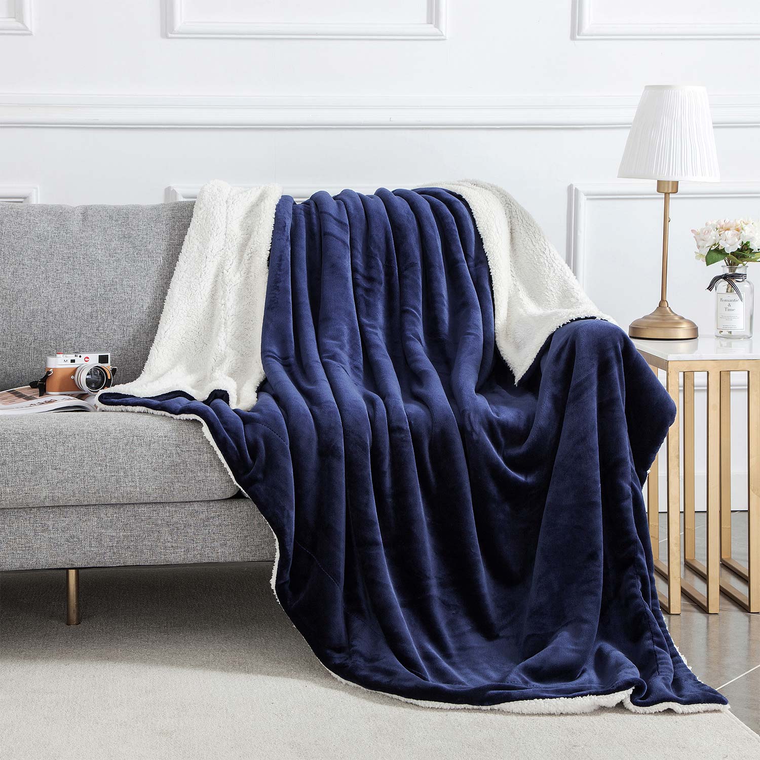 navy sofa throws