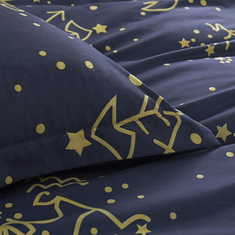 Reversible Duvet Cover Constellation Star Bedding Set Navy