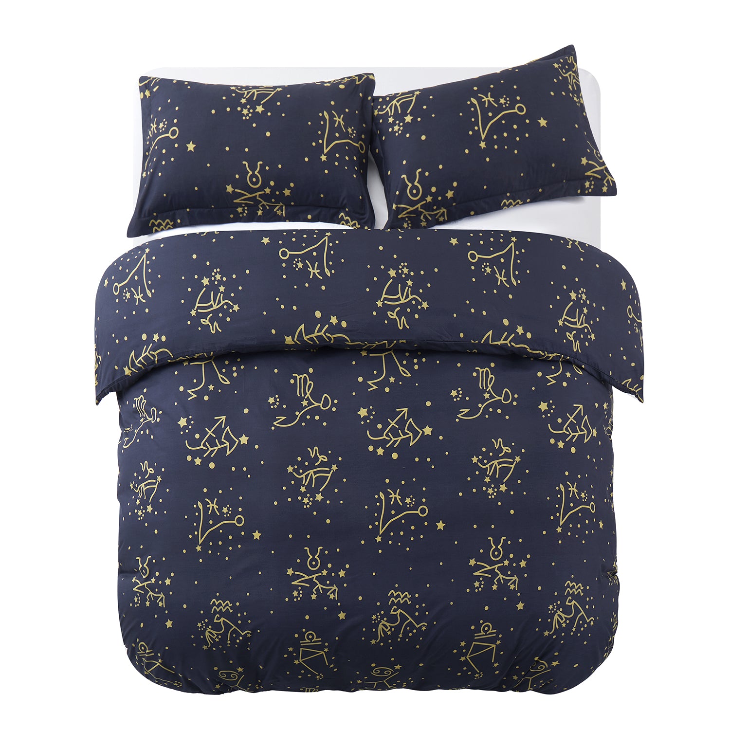 Reversible Duvet Cover Constellation Star Bedding Set Navy