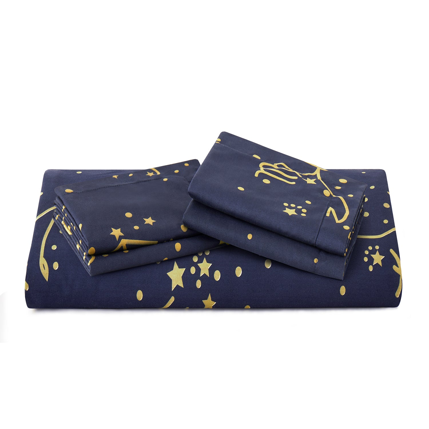 Reversible Duvet Cover Constellation Star Bedding Set Navy