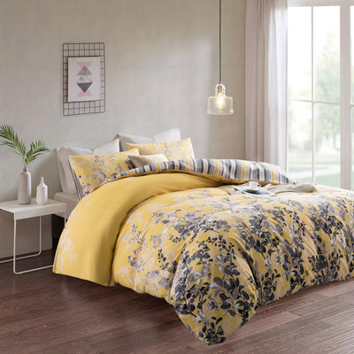 Ochre Blossom Floral Duvet Cover Set