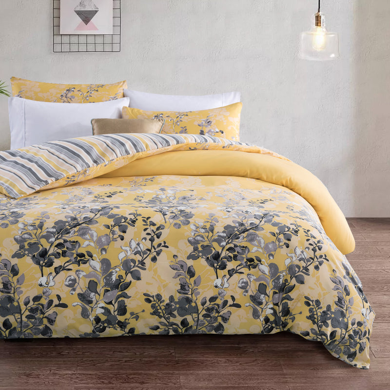 Single Bedding Ochre Blossom Floral Duvet Cover Set
