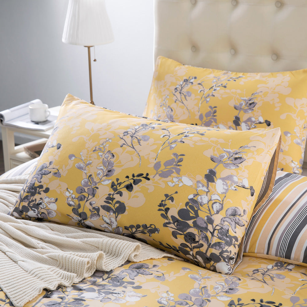 Single Bedding Ochre Blossom Floral Duvet Cover Set