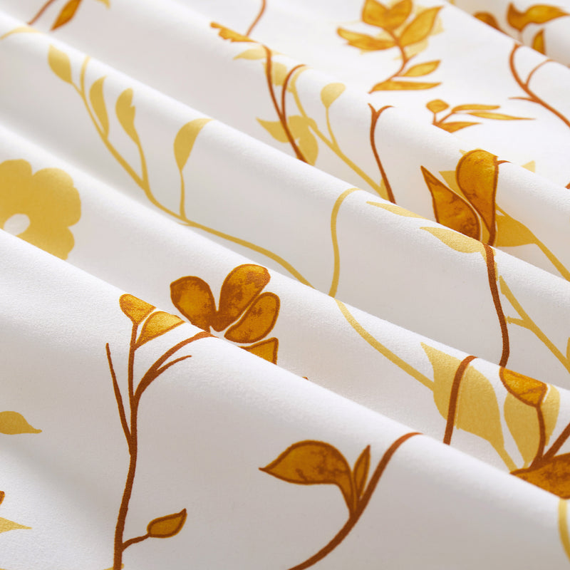 Microfiber Duvet Cover Ochre Flower Print Bedding Set