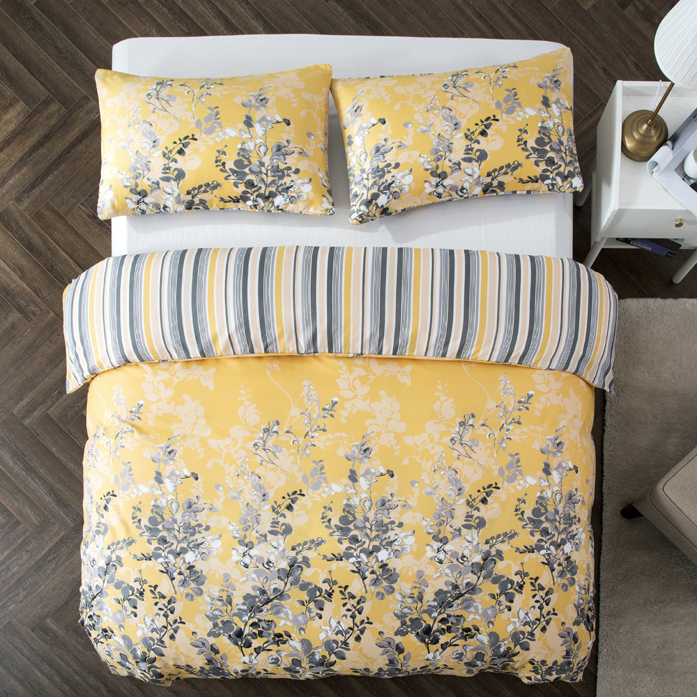 Single Bedding Ochre Blossom Floral Duvet Cover Set