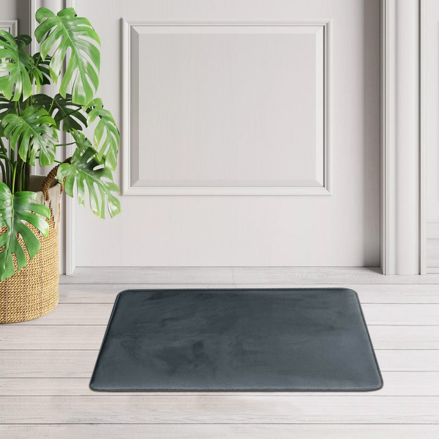 Non Slip Bath Mat Memory Foam Bathroom Door Mat Dark Grey