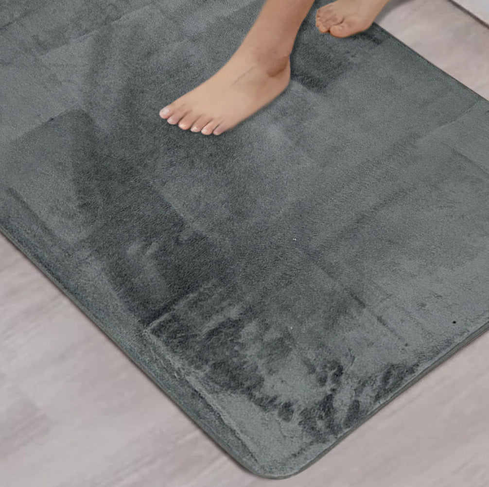 Non Slip Bath Mat Memory Foam Bathroom Door Mat Dark Grey