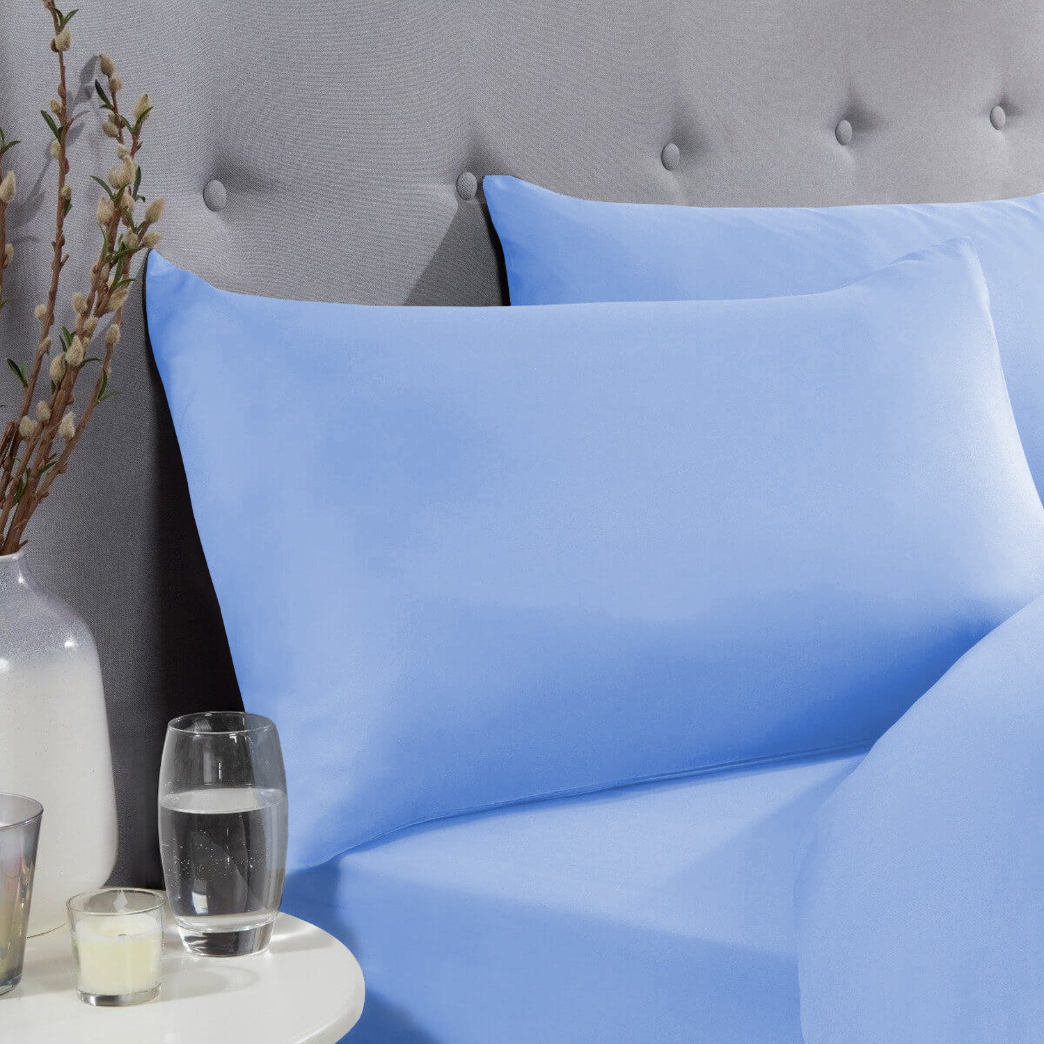 light blue pillow case covers