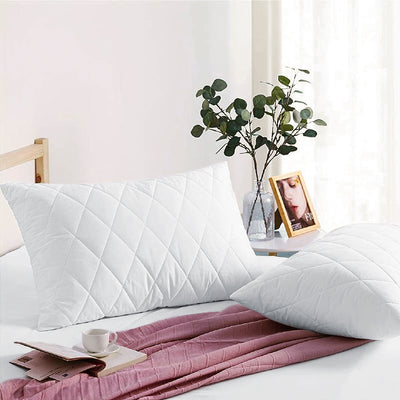 Quilted Pillows Pair White