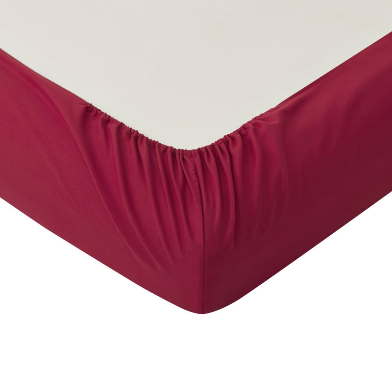 Red Fitted Sheet Plain Dyed 25cm Bed Sheets