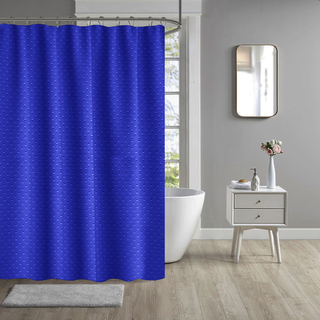Blue Shower Curtain Diamond Pattern Waterproof