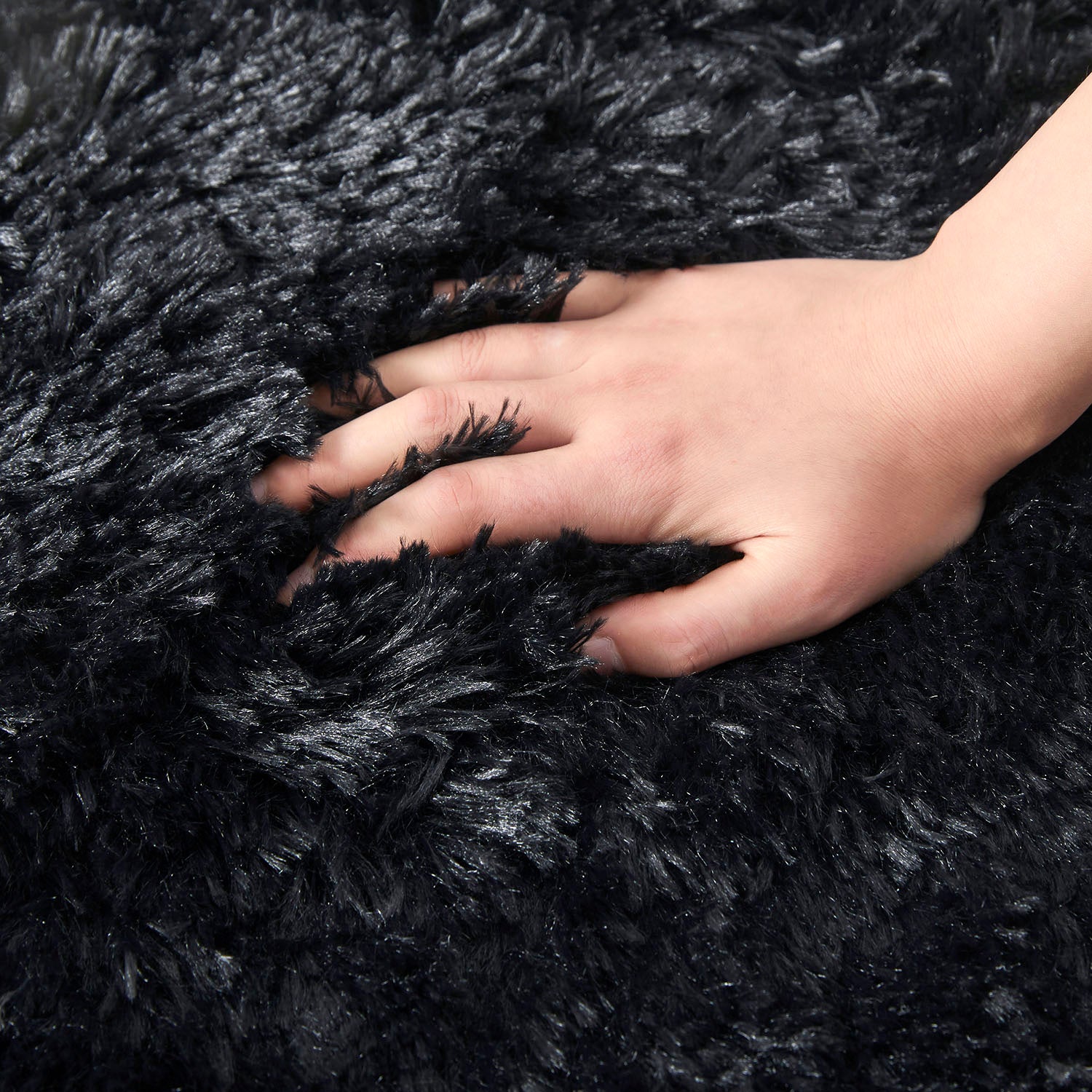 black sheepskin rug