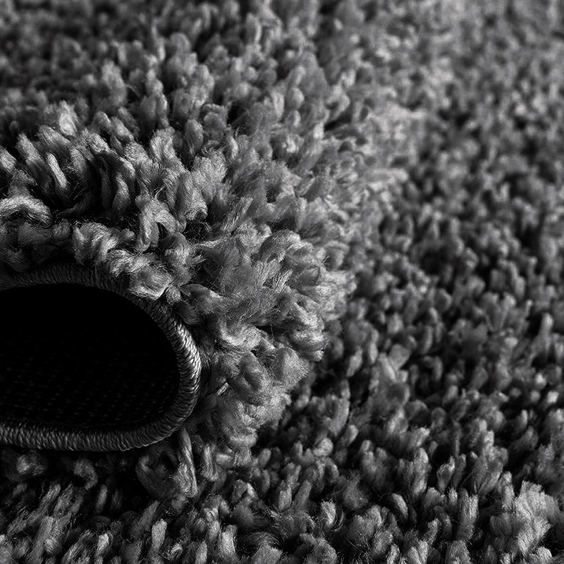 Fluffy Charcoal Rugs Small & Large Living Room Shag Pile Carpet