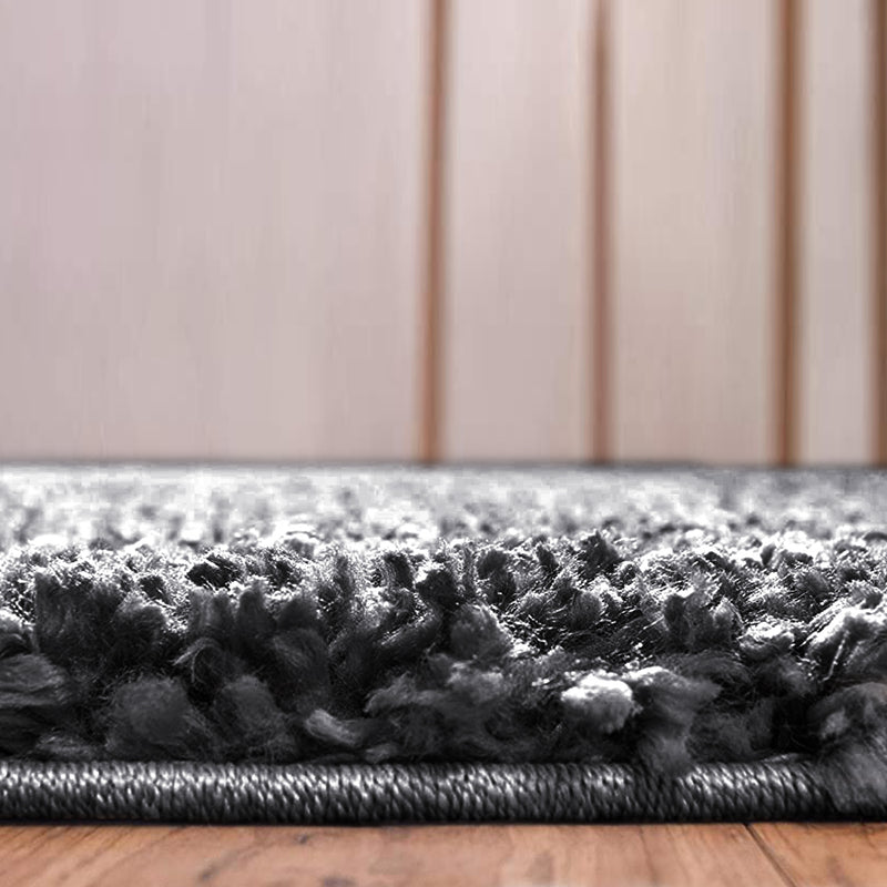 Fluffy Charcoal Rugs Small & Large Living Room Shag Pile Carpet