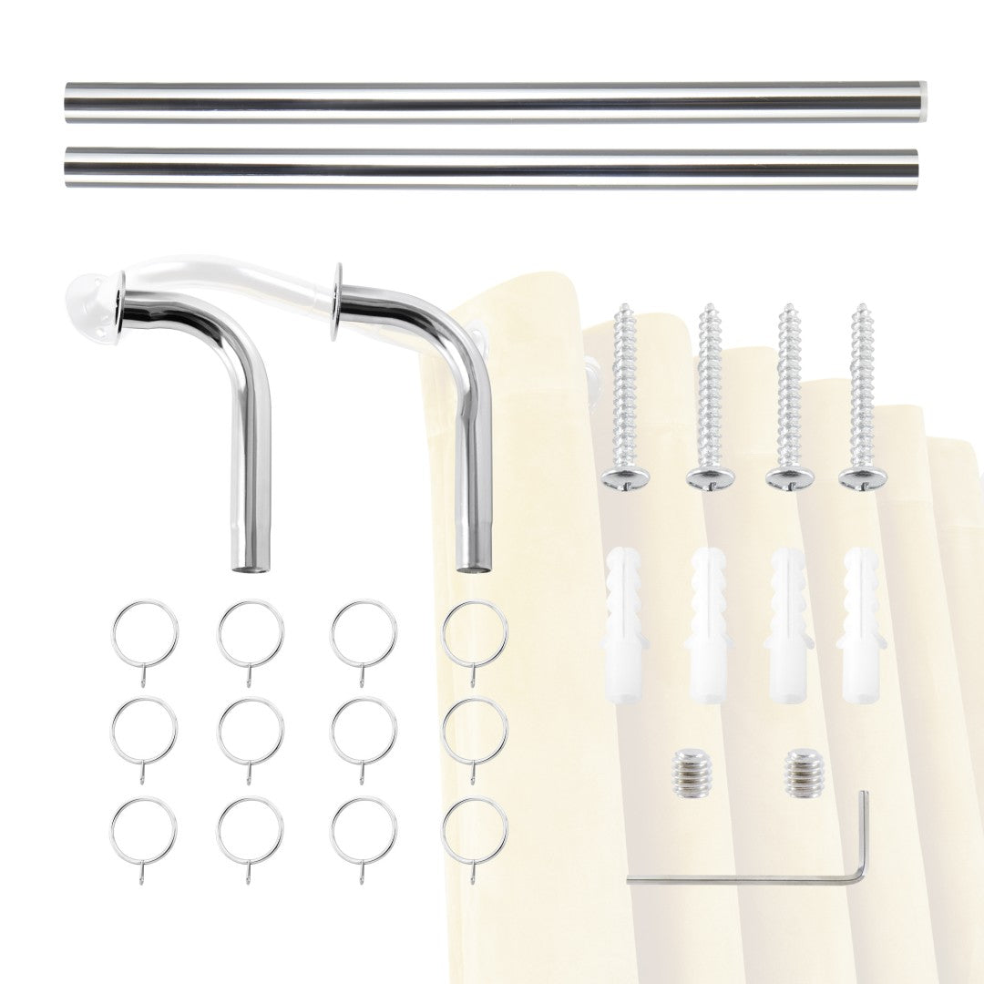 Extendable Room Darkening Blackout Curtain Pole Set