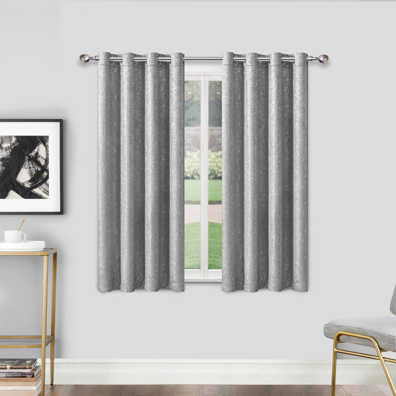 Sparkle Blackout Room Darkening Silver Eyelet Curtains Window