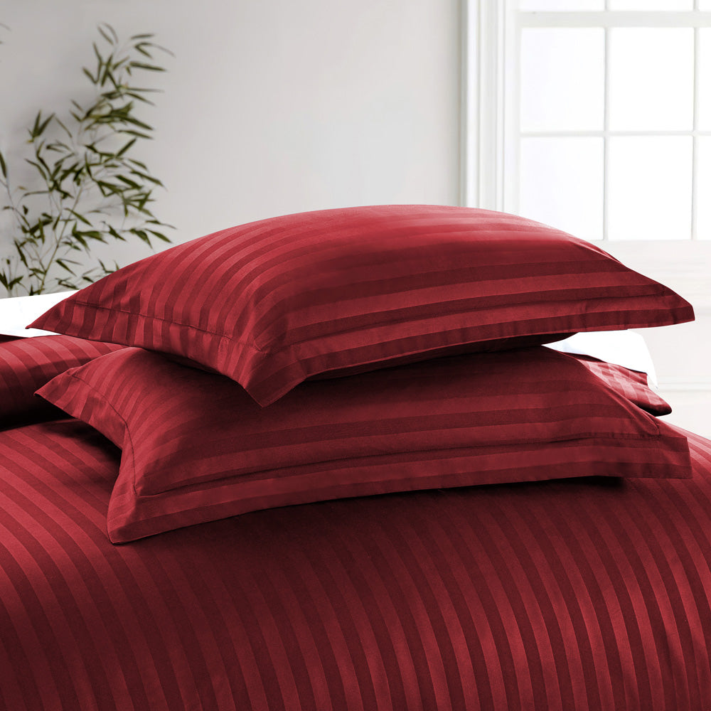 Burgundy Stripe Duvet Cover Set