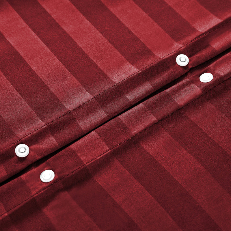 Burgundy Stripe Duvet Cover Set