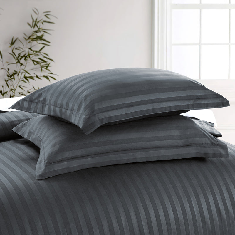 Stripe Bedding Charcoal Duvet Cover Set