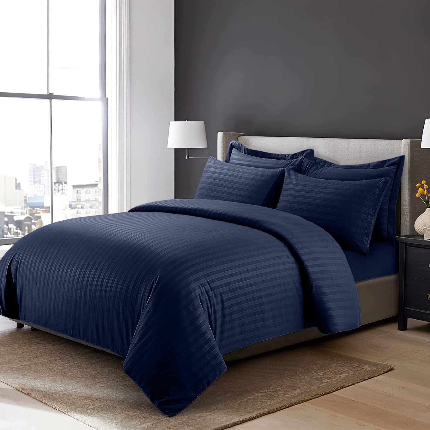 Navy Stripe Duvet Cover Set