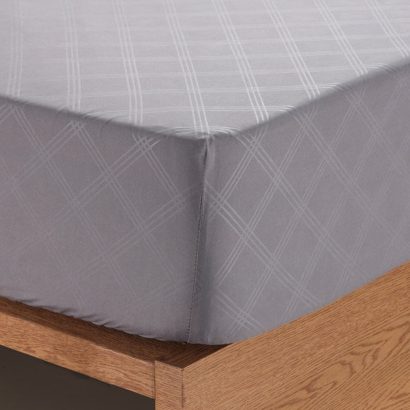 Deep Bed Sheets Silver Grey Fitted Sheet 25cm Embossed Pattern