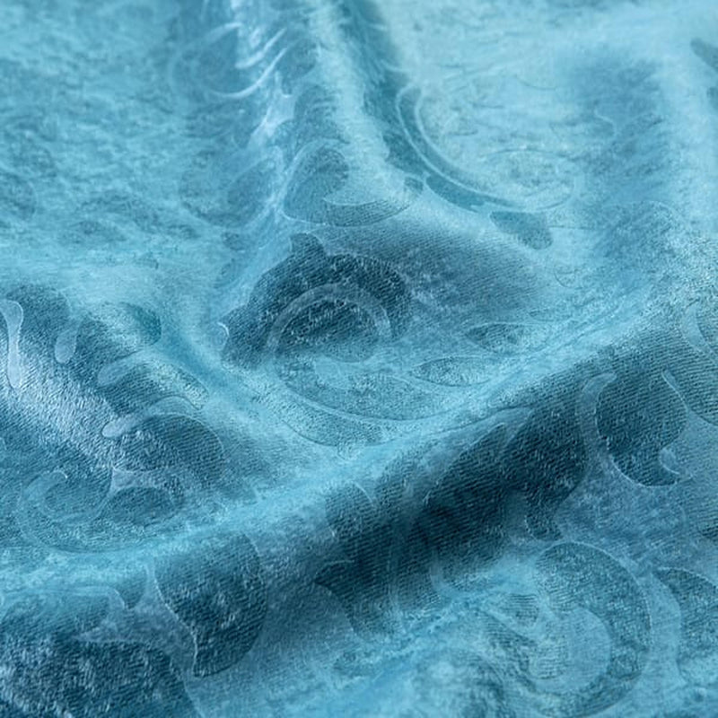 embossed blackout curtain in teal