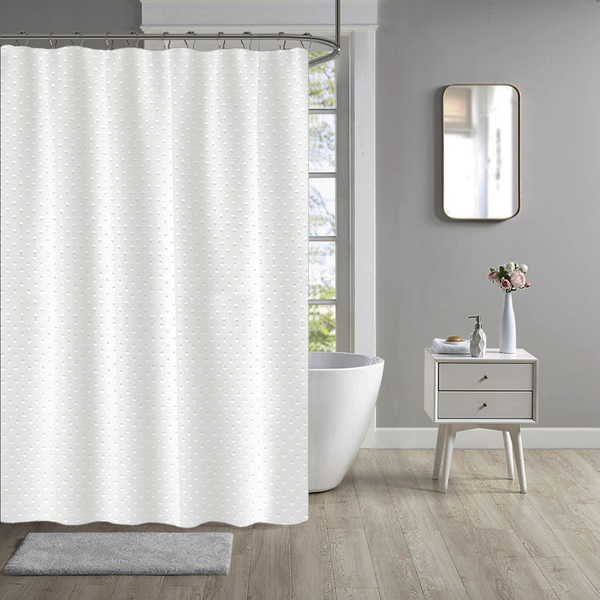 White Waterproof Shower Curtain Diamond