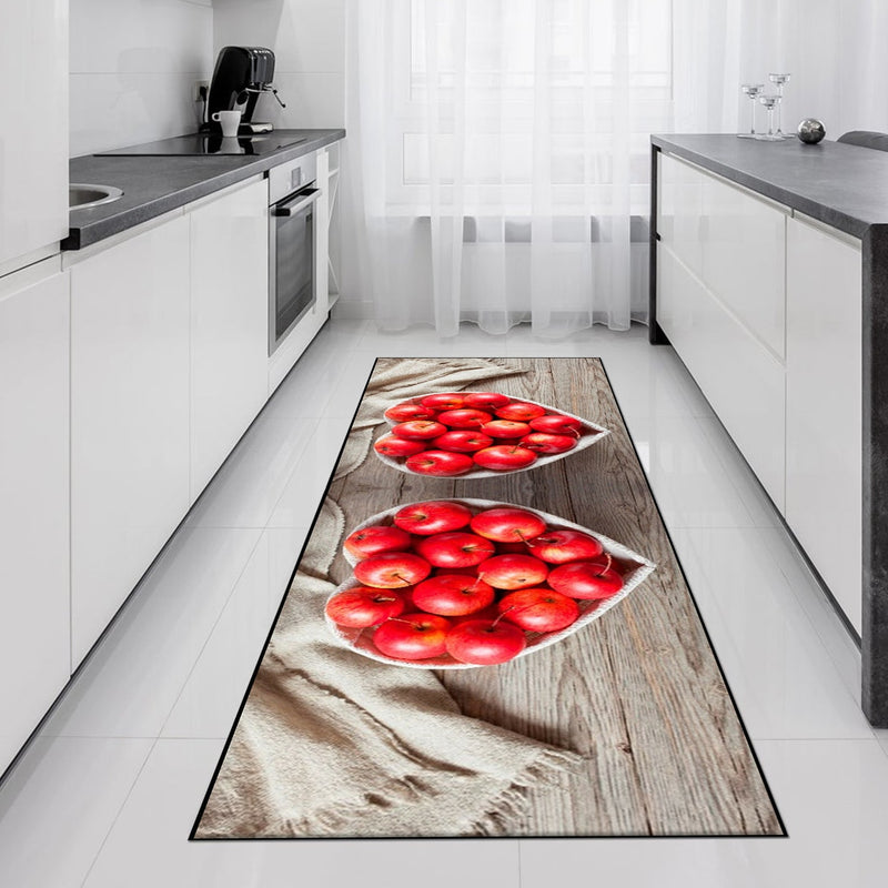 Kitchen Door Mat Rug Non Slip & Washable 3D Apple Printed