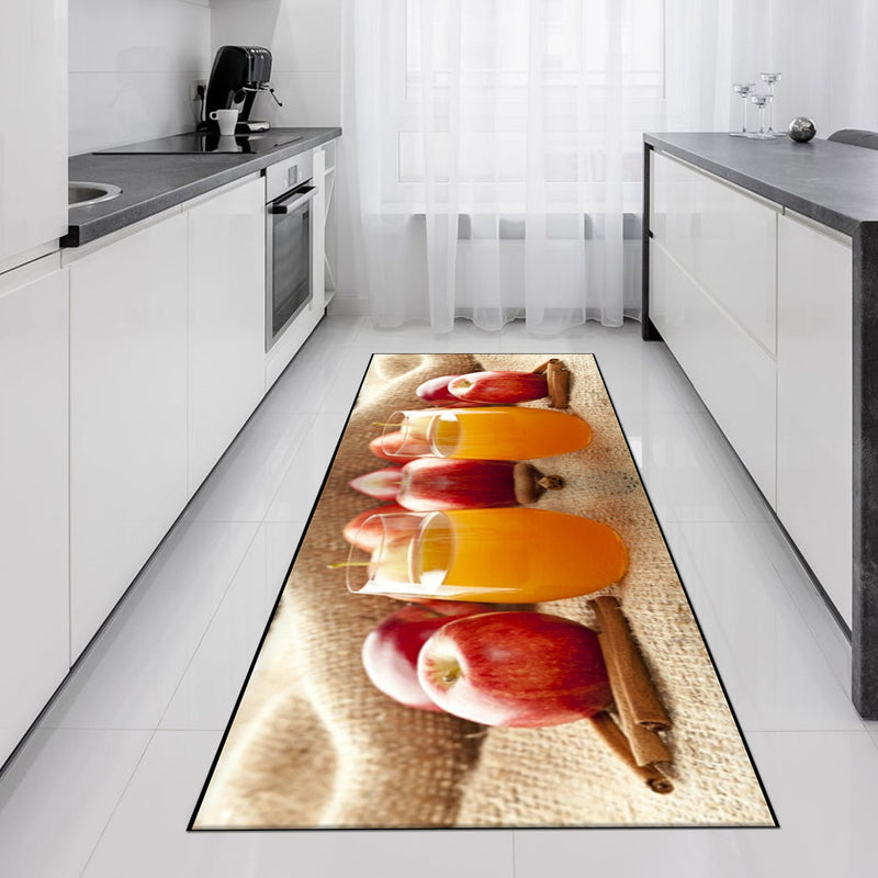 Kitchen Carpet Hallway Runner Rug 3D Apple Juice Printed