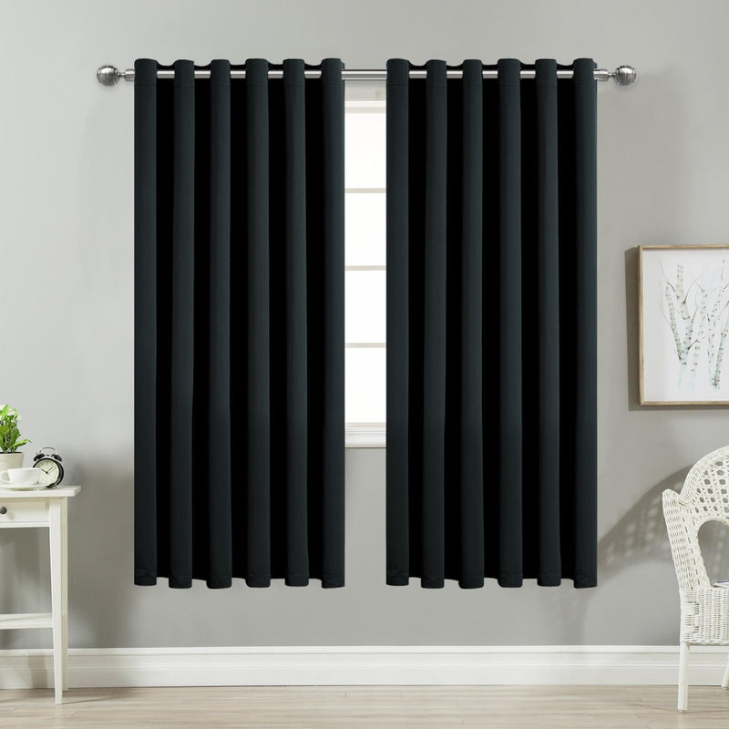 Black Blackout Curtains Readymade Eyelet Window